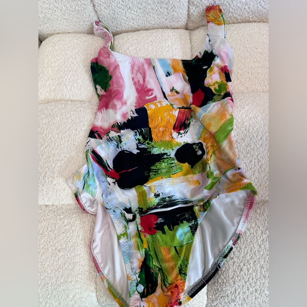 Norma Kamali One-Piece Swimsuit in Multicolor Abstract Print